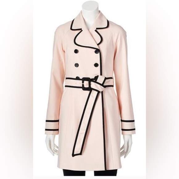 Elle Jackets & Blazers - Elle Pink Double-Breasted Coat with Black Trim